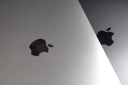 Apple logo on a mac