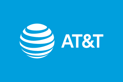 AT&T logo on a blue background