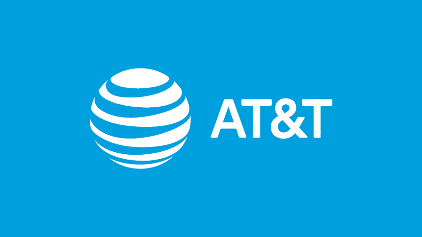 AT&T logo on a blue background