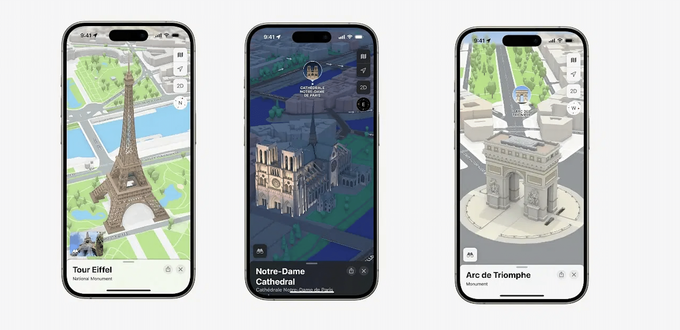 Apple Maps in 3D on an iPhone