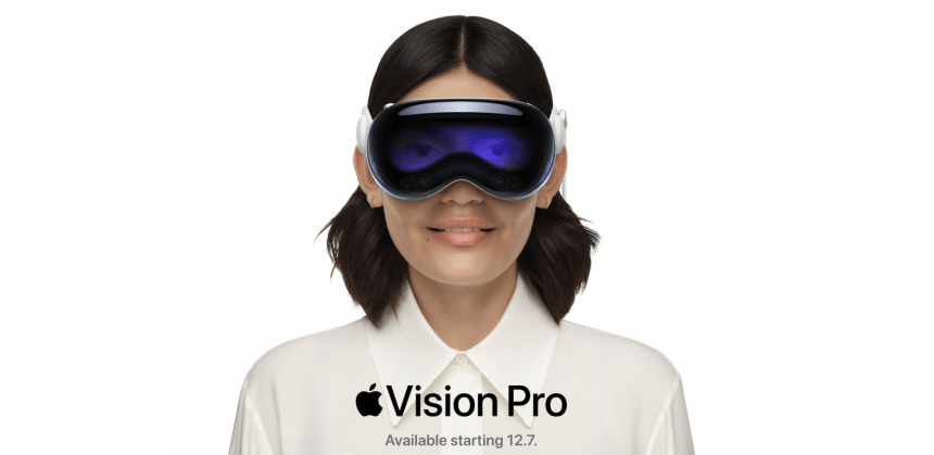 A women wearing the Apple Vision Pro displayed on the Apple's official website for Australian users