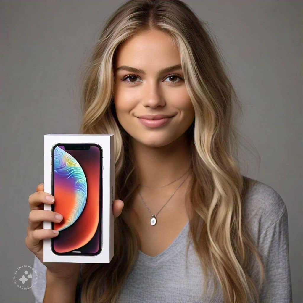 Girl holding the iPhone