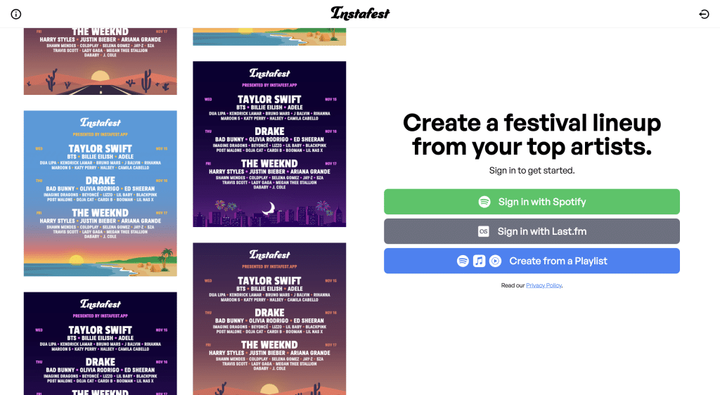 Instafest website