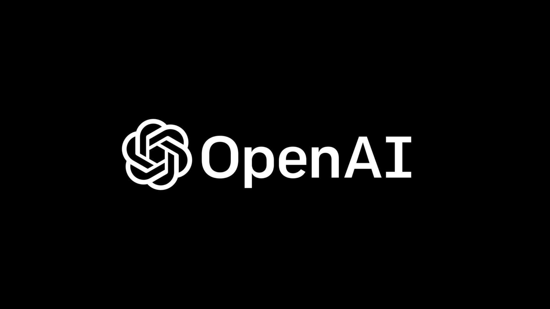 A white logo of OpenAI with a black background