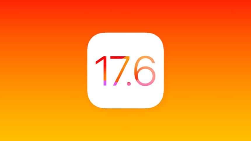 iOS 17.6 logo with orange and yellow background