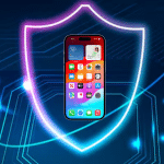 An iPhone with a Lock on its background in blue color