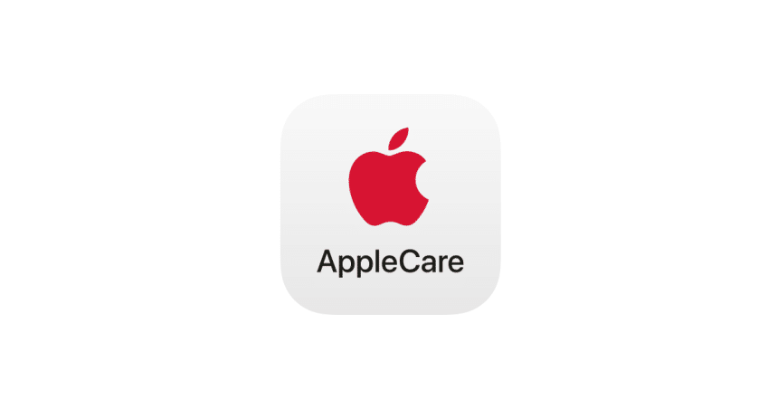 AppleCare logo with a red Apple icon above the text 'AppleCare' on a white background.