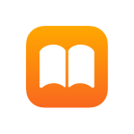 Apple Books app icon in orange and white.