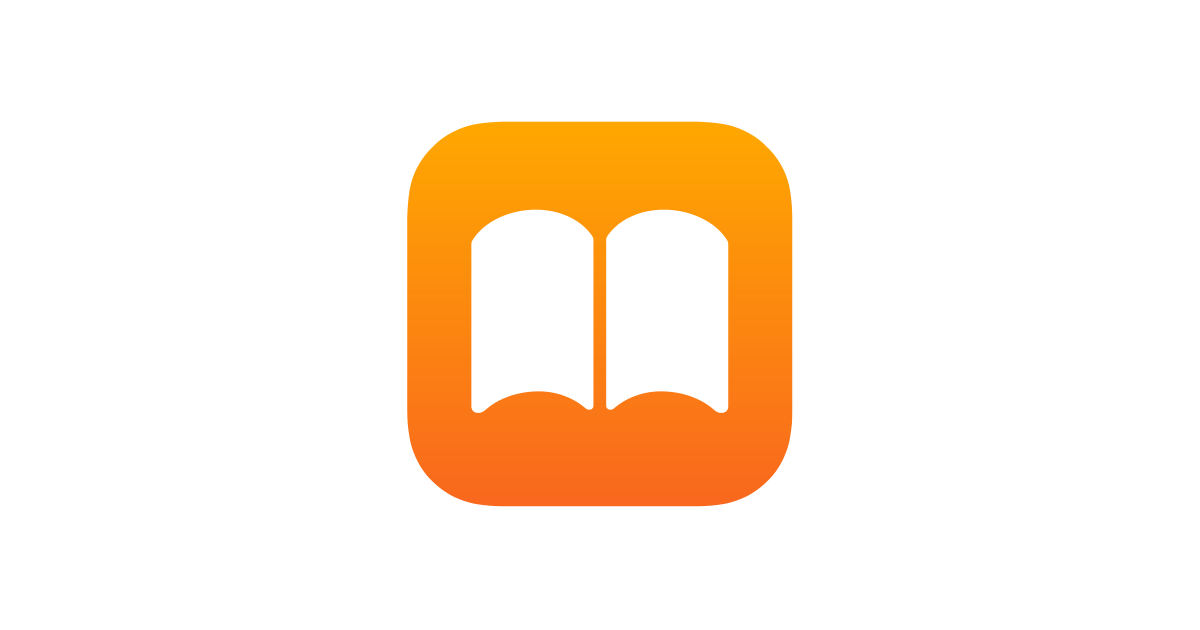 Apple Books app icon in orange and white.