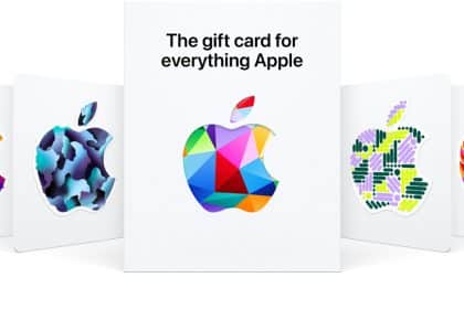 Apple gift cards with colourful designs.