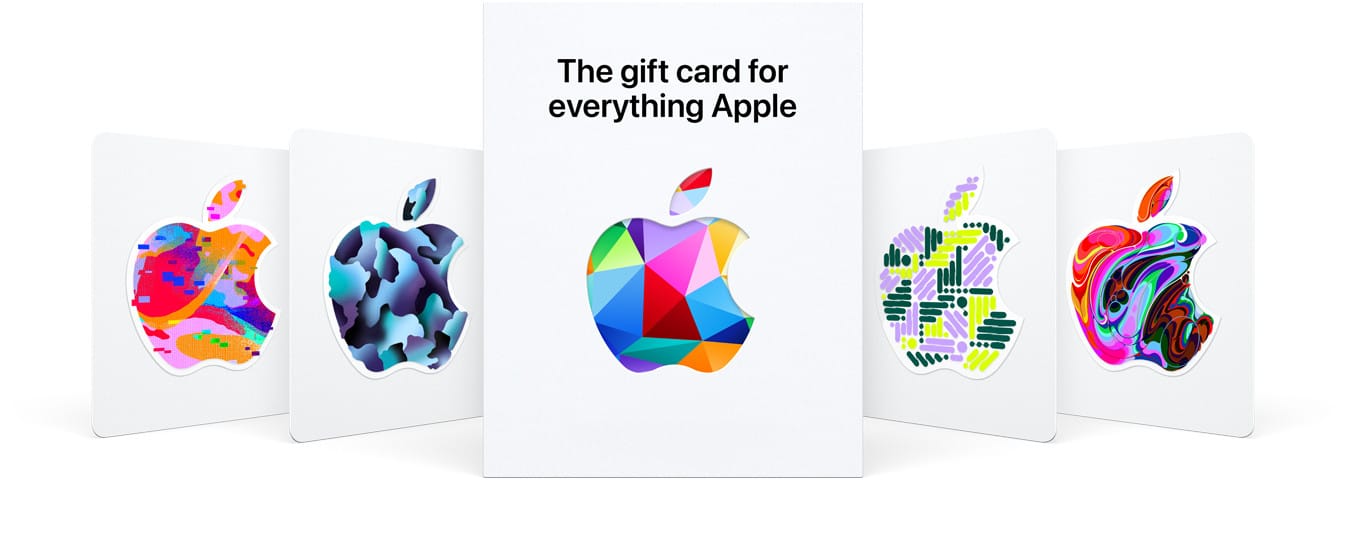 Apple gift cards with colourful designs.