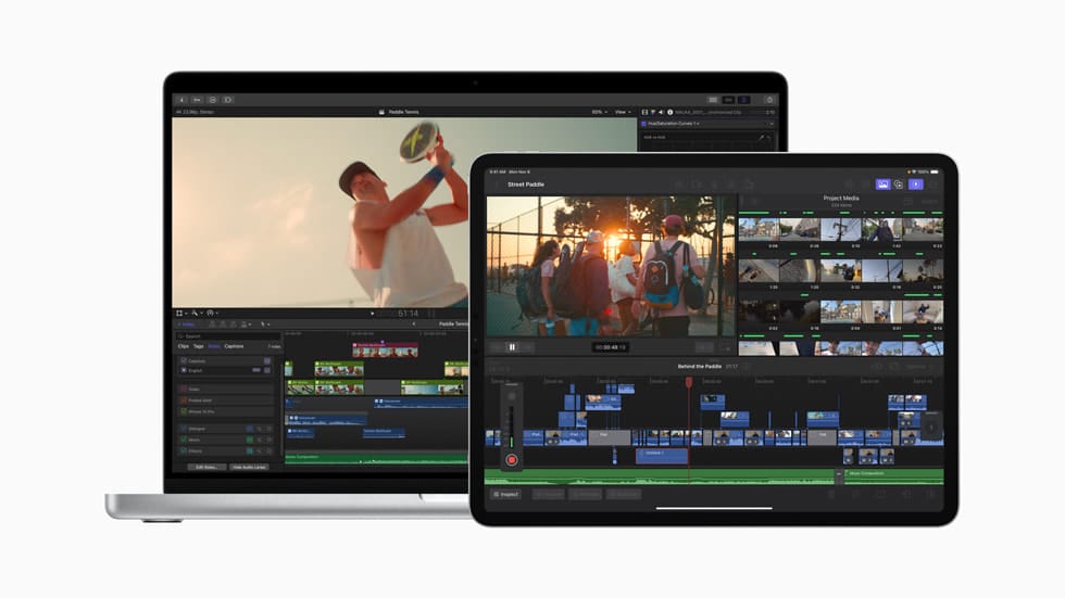 Final Cut Pro displayed on a MacBook and an iPad.