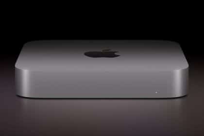 Mac mini on a dark background