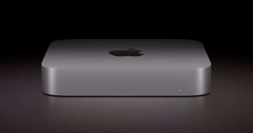 Mac mini on a dark background