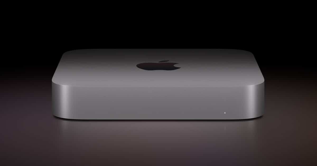 Mac mini on a dark background