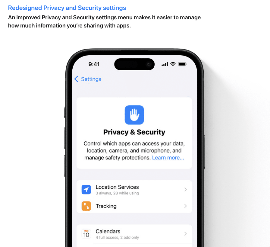 Privacy on the new iOS