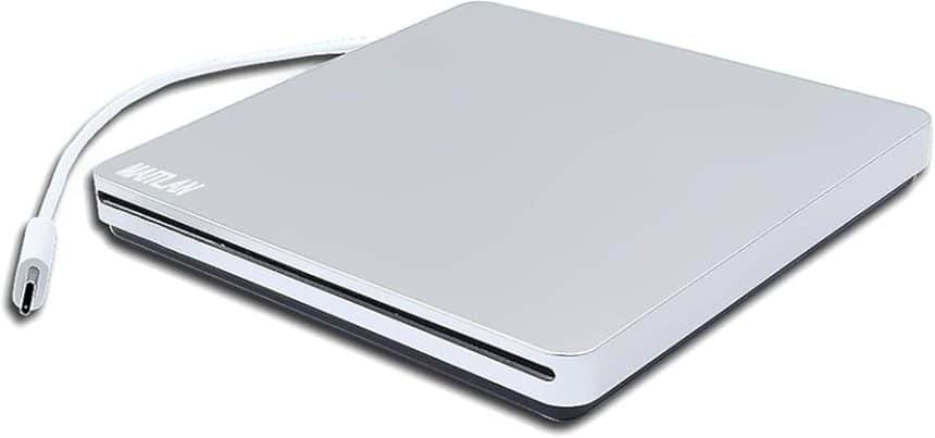 Apple USB Superdrive on white background.