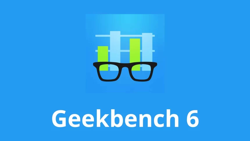 Geekbench 6 logo with glasses and bar charts.