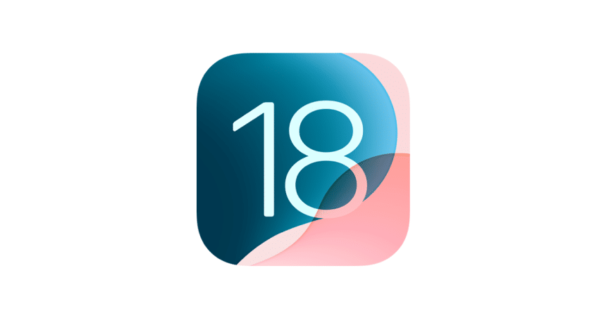 iOS18 Icon with blue and pink design on a white background.