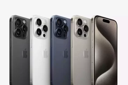 Five iPhone models in different colours.