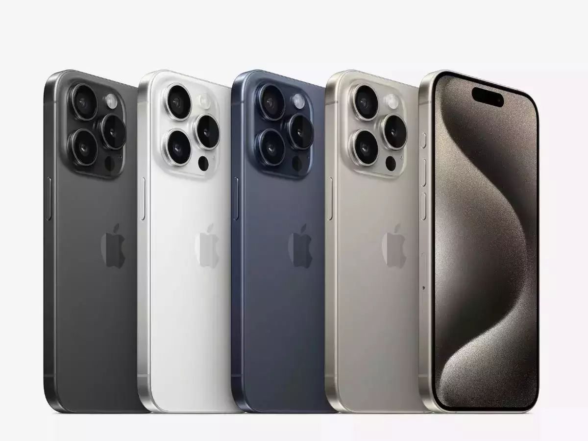 Five iPhone models in different colours.