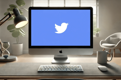 A Mac displaying a Twitter logo that is ready to retweet much faster