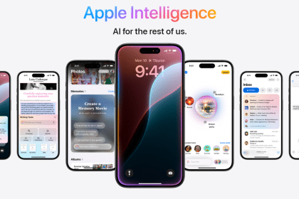 Multiple iPhones showcasing Apple Intelligence features.