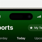 Close-up of Apple Sports App interface.