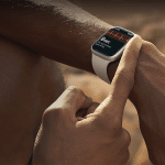 Person using the EKG feature on an Apple Watch.