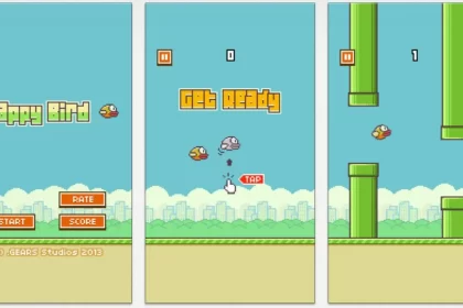 Flappy Bird gameplay screens.