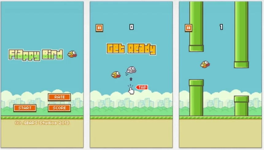 Flappy Bird gameplay screens.