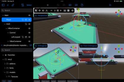 Godot game engine interface running on an iPad.