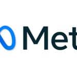 Meta company logo with blue infinity symbol.