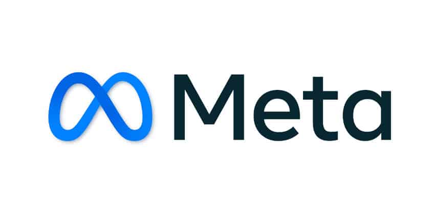 Meta company logo with blue infinity symbol.