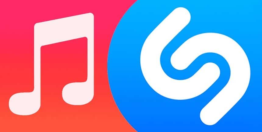 Apple Music and Shazam logos side by side.