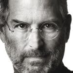 Close-up portrait of Steve Jobs with his glasses.