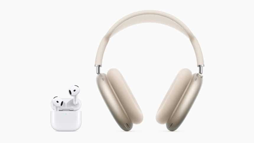 AirPods 4 and over-ear headphones in a sleek, modern design.