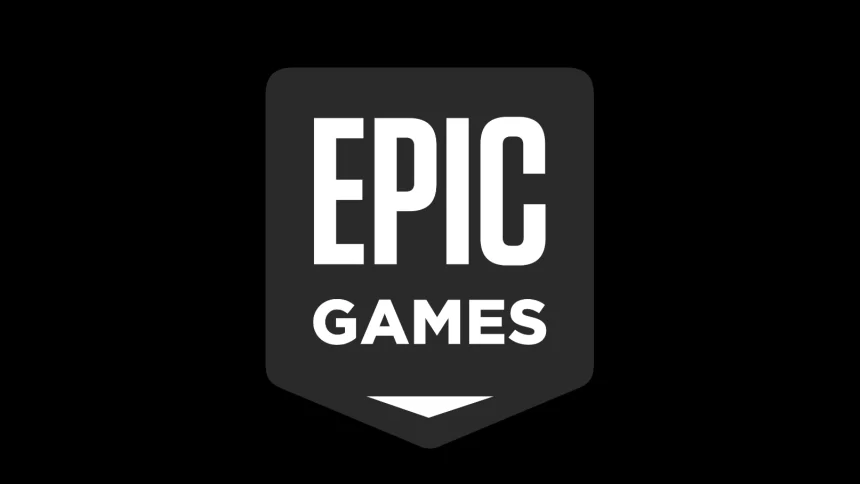 Epic Games logo design on a black background