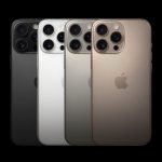 iPhone 16 Pro models in different colours displayed from the back.