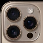 Close-up of the iPhone 16 Pro Max camera.