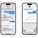 iPhone displaying iMessage conversations.