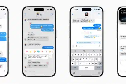 iPhone displaying iMessage conversations.