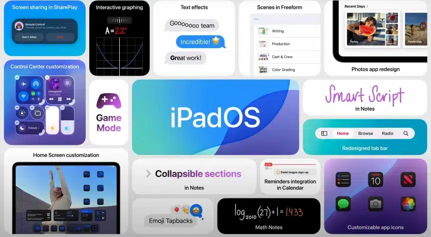 iPadOS 18 features with various new functionalities.