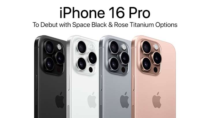 iPhone 16 Pro in four colour options.