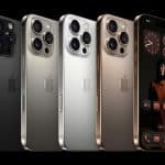 iPhone 16 Pro models in different colours, showcasing design and cameras.