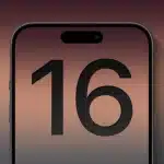 An image of the iPhone 16 with its front display with the number 16 on the screen.