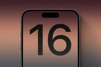 An image of the iPhone 16 with its front display with the number 16 on the screen.