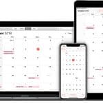 The macOS calendar app on MacBook, iPhone, and iPad.