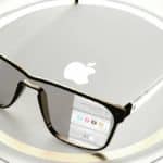 Concept image of Apple smart glasses with digital display.