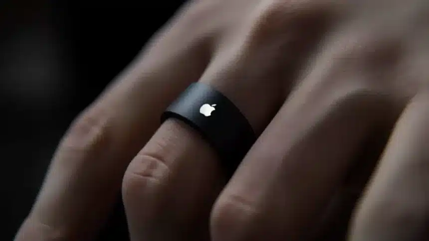 Hand wearing an Apple Smart Ring concept.